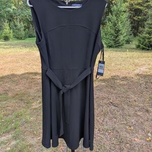 Tommy Hilfiger Elegant Black Sleeveless Dress with tie belt. New w/ Tags